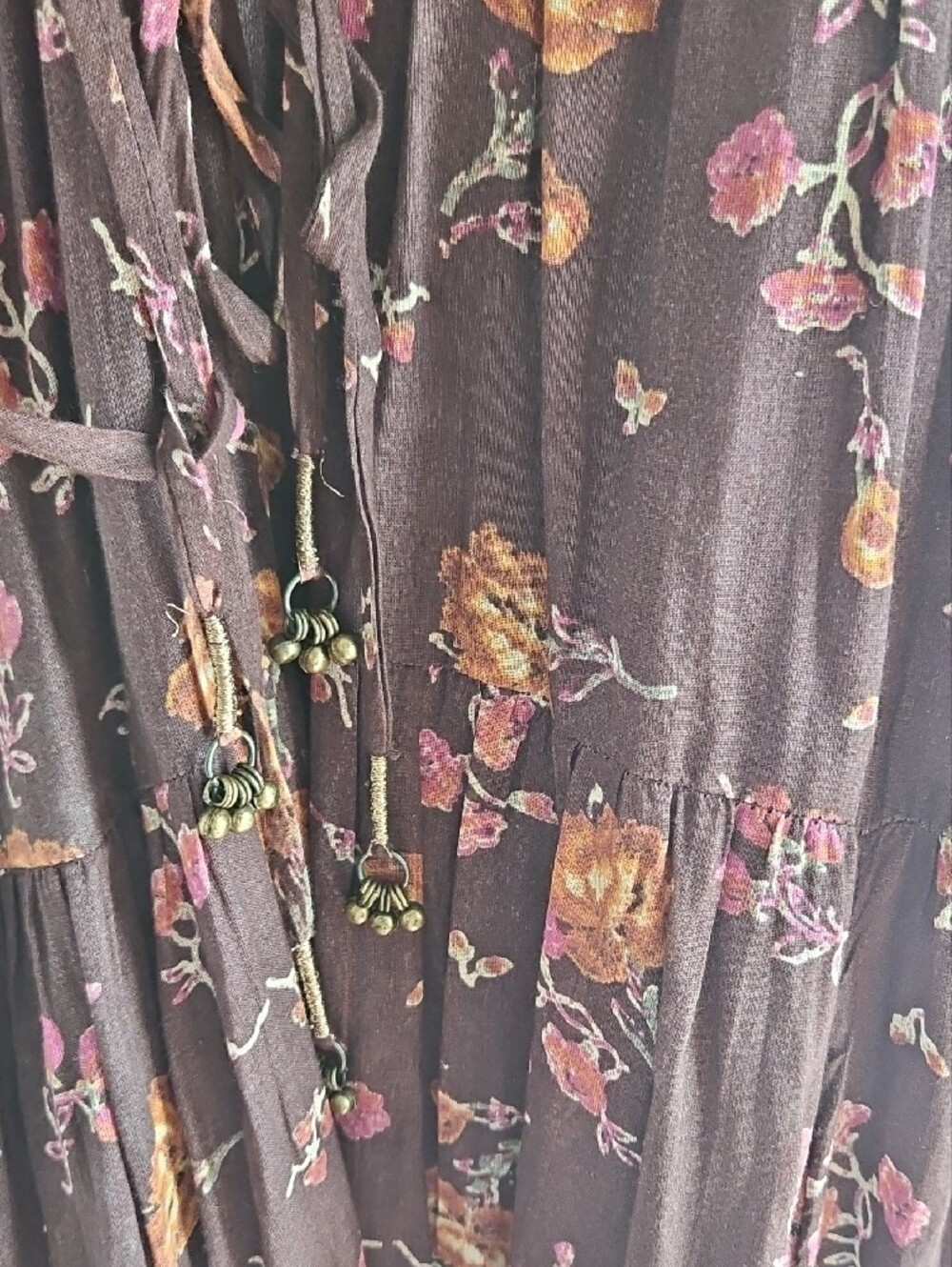Free People Brown Floral Maxi with Pink and Gold Accents - Picture 4 of 5